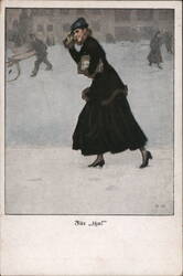 Woman Ice Skating, Für "ihn" Postcard