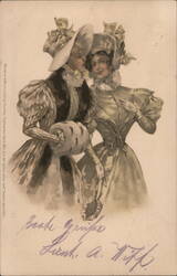 Two Women in Fancy Hats Postcard