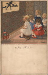 Children Watching a Shadow Puppet Show Postcard