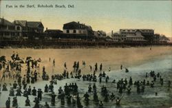 Fun in the Surf, Rehoboth Beach, Del. Postcard