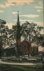 First Presbyterian Church and Pulteney Park, Geneva, NY Postcard