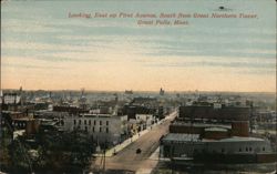 Looking East up First Avenue South, Great Falls, MT Postcard