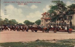 Dietsche's Sight Seeing Cars at the Belle Isle Casino, Detroit Postcard