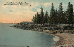 Shore Path, Entrance to Kenarden Lodge, Bar Harbor Postcard