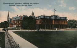 Headquarters, Memorial Building and Church, Soldiers Home Postcard