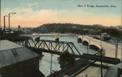 New Y Bridge, Zanesville, Ohio Postcard