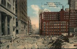 Removing the Hump, Fifth Avenue, Pittsburgh, PA Postcard