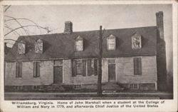 Home of John Marshall when a student at William and Mary Postcard