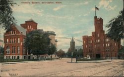 Armory Square, Worcester, Mass. Postcard