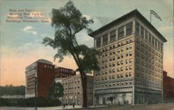 Main and Franklin Streets, Worcester Trust Company Building Postcard