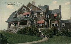 E. R. Fellows Residence, Springfield, VT Postcard