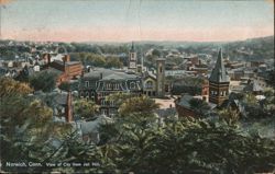 Norwich, Conn. View of City from Jail Hill Postcard