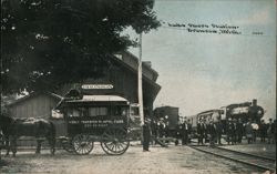 Bronson, Michigan Train Station Transfer to Hotel Postcard