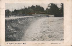 St. Joe Dam, Three Rivers, Mich. Postcard