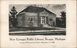 New Carnegie Public Library, Sturgis, MI Postcard