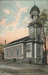 First Baptist Church, Elm St., Bath, ME Postcard