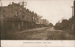 Sacramento Street, Lodi, CA Postcard