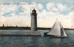 Lighthouse at Entrance to Harbor, Milwaukee Postcard