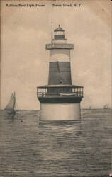 Robbins Reef Light House, Staten Island, NY Postcard