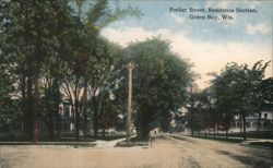 Porlier Street, Residence Section, Green Bay, Wis. Postcard