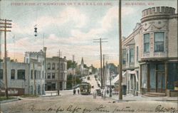 Street Scene at Wauwatosa, on T.M.E.R. & L. Co. Line Postcard