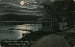 Moonlight Scene on Deal Lake, Asbury Park, NJ Postcard