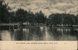 Sunset Lake, Showing Island, Asbury Park, NJ Postcard