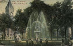 The Fountain in West Park, Erie, PA Postcard