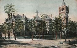 High School, Evansville, Indiana Postcard