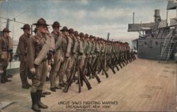 Uncle Sam's Fighting Marines, Dreadnaught New York Postcard