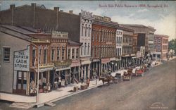 North Side Public Square in 1858, Springfield, IL Postcard