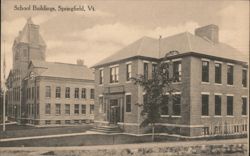 School Buildings, Springfield, VT Postcard