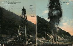 Oil Well, Bradford, PA - Ready for Shooting and The Shot Postcard