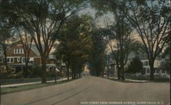 Glen Street from Sherman Avenue, Glens Falls, NY Postcard