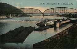 Lock No. 4, Monongahela River, Charleroi, PA Postcard