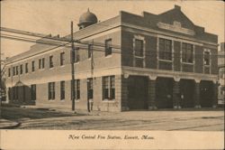 New Central Fire Station, Everett, Mass. Postcard