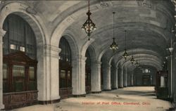 Interior of Post Office, Cleveland, Ohio Postcard