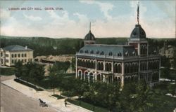 Library and City Hall, Ogden, Utah Postcard