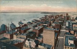 Harbor and Second Ave. from Smith Building, Seattle, Washington Postcard