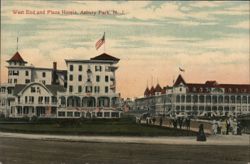 West End and Plaza Hotels, Asbury Park, NJ Postcard