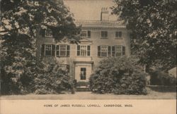 Home of James Russell Lowell, Cambridge, MA Postcard