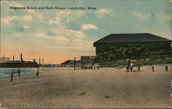 Magazine Beach and Bath House, Cambridge, Mass. Postcard