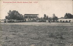 Baseball Game at Enterprise Park, North Judson, Indiana Postcard