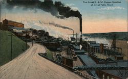 Great B. & M. Copper Smelter at Great Falls, MT Postcard