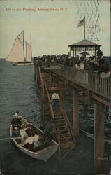 Off to the Fishing, Asbury Park, NJ - People Boarding a Rowboat Postcard