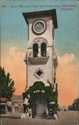 Beale Memorial Clock Tower and Chester Ave., Bakersfield, California Postcard