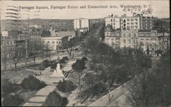 Farragut Square, Farragut Statue and Connecticut Ave., Washington, D.C. Postcard