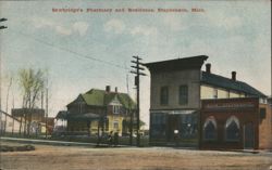 Sawbridge's Pharmacy and Residence, Stephenson, MI Postcard