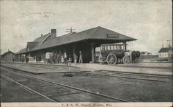 C. & N. W. Depot, Oconto, Wis. Postcard