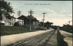 C. M. & St. P. Depot, Wauwatosa, Wis. Postcard